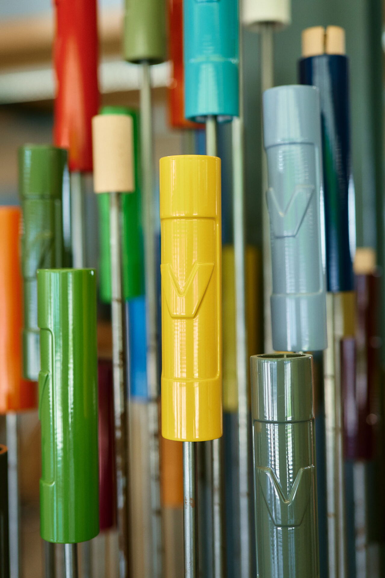 You can chose from more than 200 RAL colors for your frame The velotraum showroom has painted head tubes in various colors on display so it's easier to chose your frame color